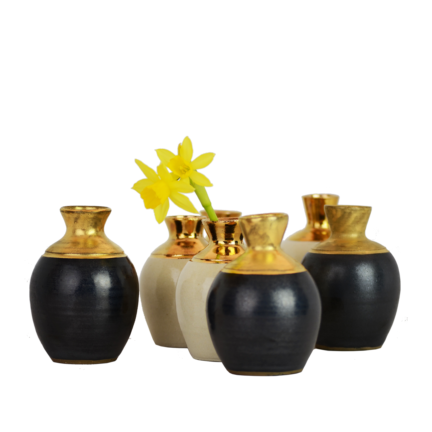 Ink Pot Bud Vase with 14K Gold