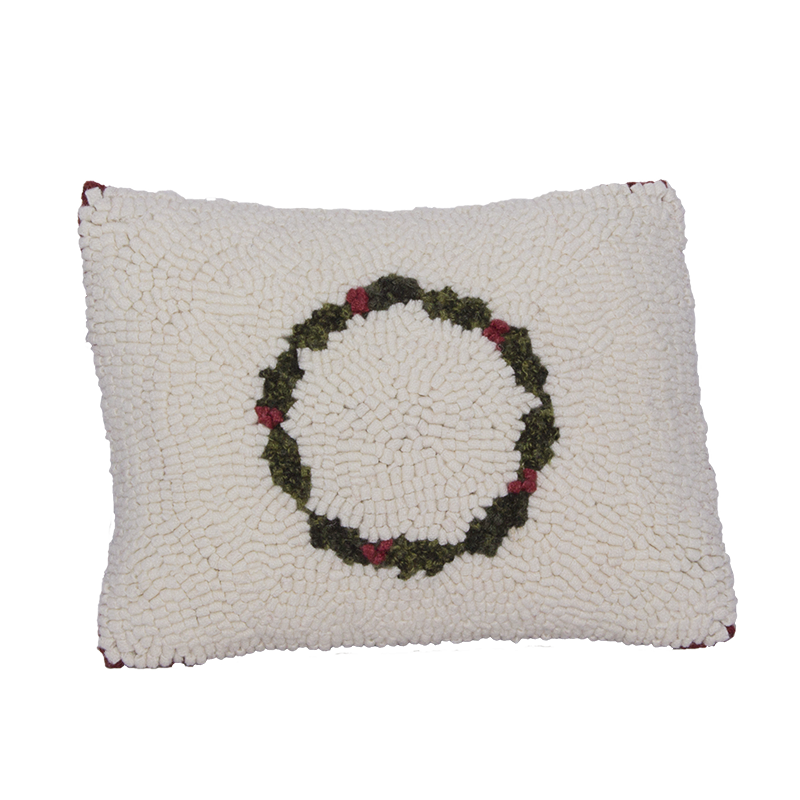 Winter Wreath Hooked Balsam Pillow