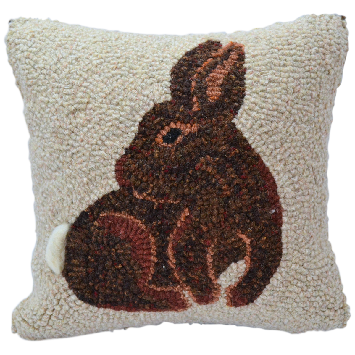 Spring Rabbit Hooked Decor Pillow